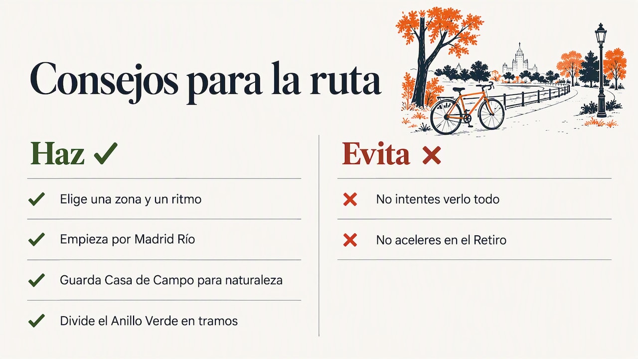 Rutas verdes en bici por Madrid: Retiro, Casa de Campo y Madrid Río Nuestra perspectiva — overview diagram