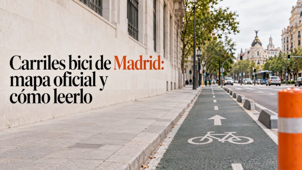 Carril bici separado en una avenida de Madrid