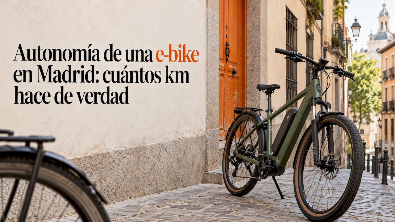 Bici eléctrica parada en una cuesta de Madrid
